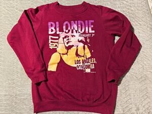 Blondie Burgundy Music Graphic Crewneck Pullover Sweatshirt Womens Size M